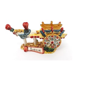 Siciliaanse kar van Siciliaans keramiek uit Caltagirone, met de hand gemaakt en versierd door keramisten van Caltagirone art Arancio