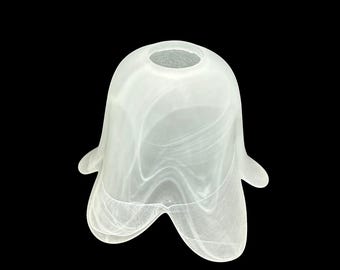 Vetro coppa ricambio lampadari, applique, lumetto, lampada e plafoniera, scavo liscio sfumato bianco art. 5 petali bianco