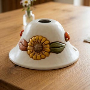 Handcrafted and hand-decorated ceramic replacement plate for chandelier, Terry collection