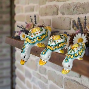 Sicilian ceramic duck from Santo Stefano di Camastra made and decorated entirely by hand with lemons
