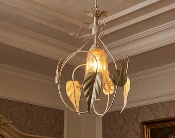 Einflammige Pendelleuchte aus Schmiedeeisen und Glas für Küche, Bad, Schlafzimmer, Wohnzimmer, Treppenhaus, Flur, Kunst. Dubai