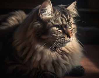 Cat Portrait Digital Art Download