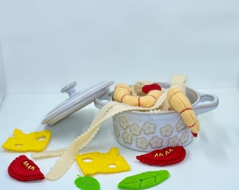 Felt Pasta Play Set Sensory Play Pasta Montessori Felt Toy Food Pretend Play Pasta Education Kitchen Set Daycare Pasta Kit Kindergarten