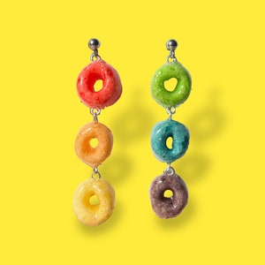 Fruit Loop Earring | Unique Cute Gift Jewelry Birthday Graduation Summer Jewelry Gift || Handmade Bold Colorful Resin Food Jewelry