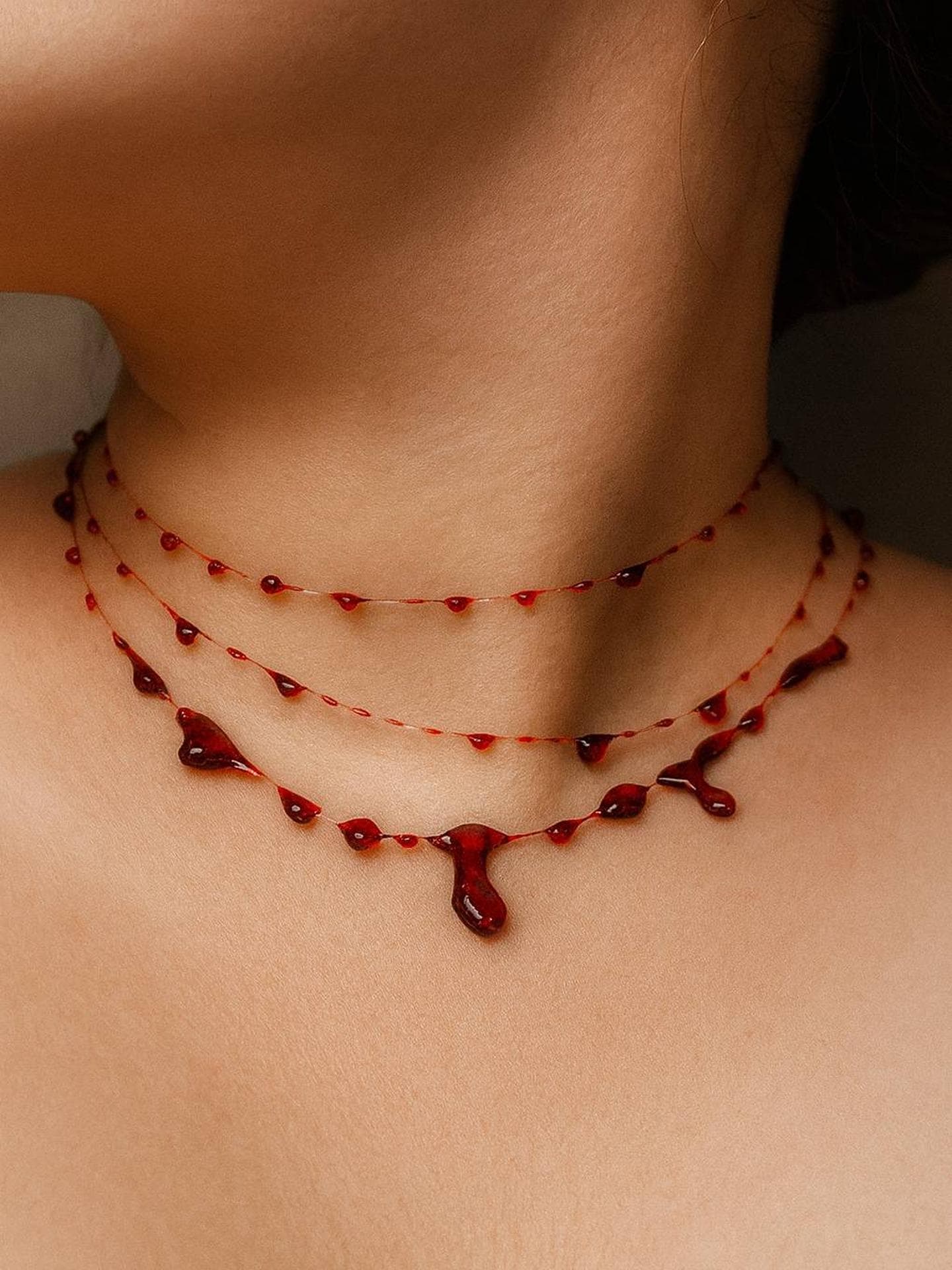 Gothic Blood Drop Clavicle Chain COKABY Vintage Dripping Blood Necklace ...