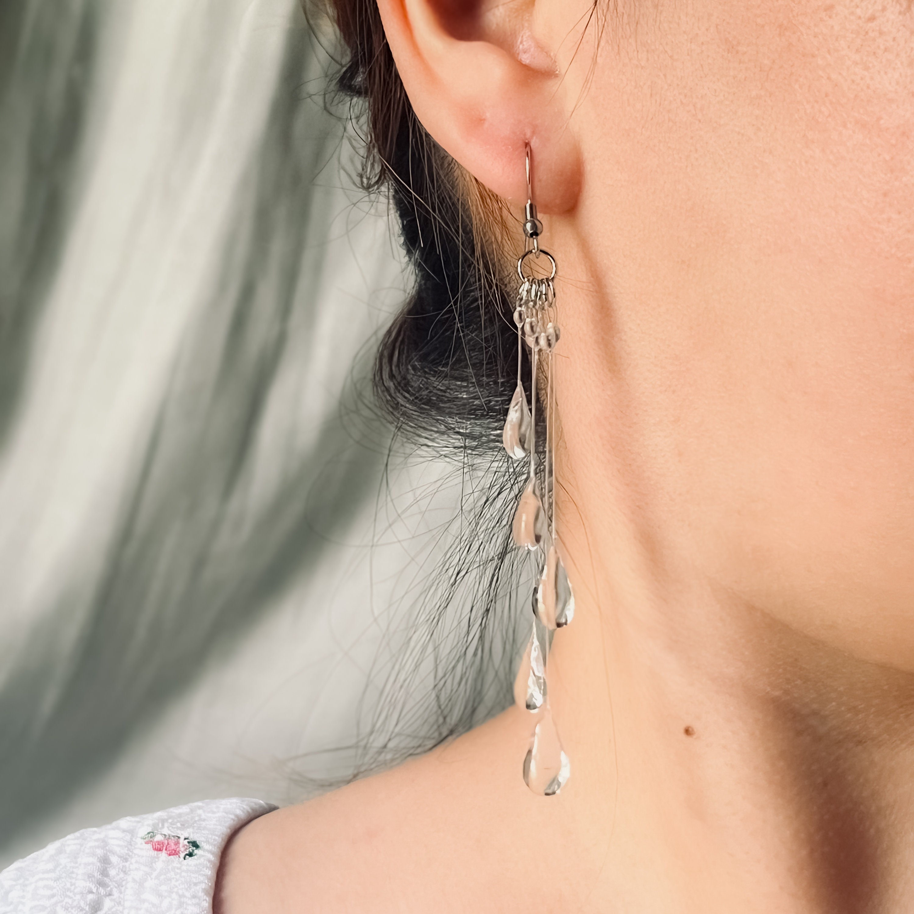 Handmade Dewdrop Falling Rain Earring