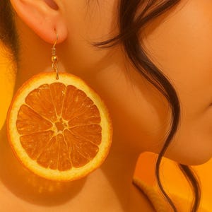 Orange Fruit Earring | Unique Summer Jewelry Gift || Handmade Bold Colorful Resin Fruit Food Jewelry