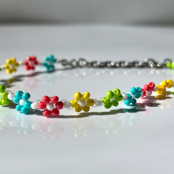 Multi-Color Daisy Bracelet | Kids Teen Adult Birthday Graduation Summer Accent Jewelry Gift || Handmade Bold Colorful Adjustable Length