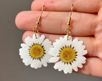Real Pressed Daisy Flower Earring