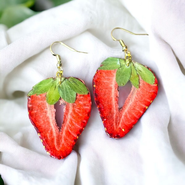 Very Berry Strawberry | Unique Mother's Day Birthday Graduation Summer Jewelry Gift || Handmade Bold Colorful Resin Fruit Food Jewelry