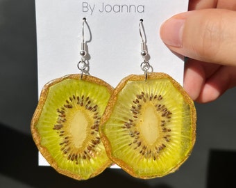 Kiwi Earring | Unique Mother's Day Birthday Graduation Summer Jewelry Gift || Handmade Bold Colorful Resin Fruit Food Jewelry