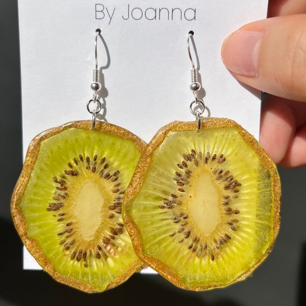 Kiwi Earring | Unique Mother's Day Birthday Graduation Summer Jewelry Gift || Handmade Bold Colorful Resin Fruit Food Jewelry