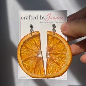 Orange Fruit Earring | Unique Summer Jewelry Gift || Handmade Bold Colorful Resin Fruit Food Jewelry