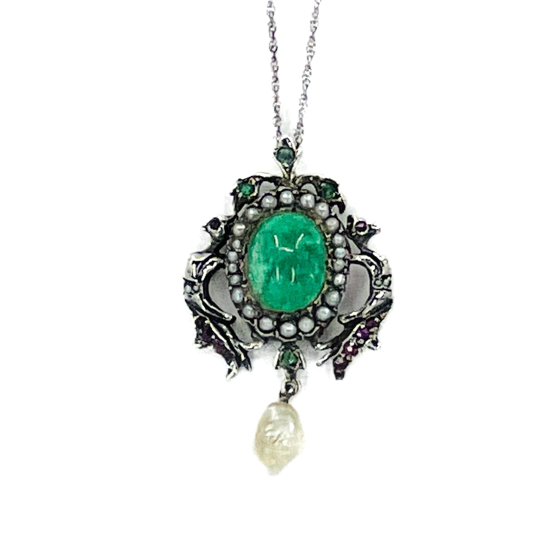 Antique Emerald Pendant - Etsy
