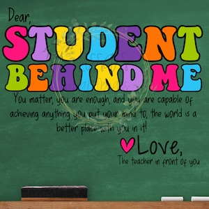 Retro Dear Student Behind Me, Love The Teacher In Front Of You Png DIGITAL DOWNLOAD ONLY