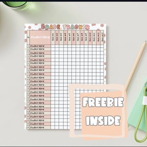 Boho Teacher Grade Book Sheet / Teacher Grade Tracker / Grading Chart / Teacher Printable / Digital File