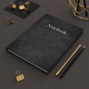 Simplistic Minimal Black Matte Hard Cover Notebook