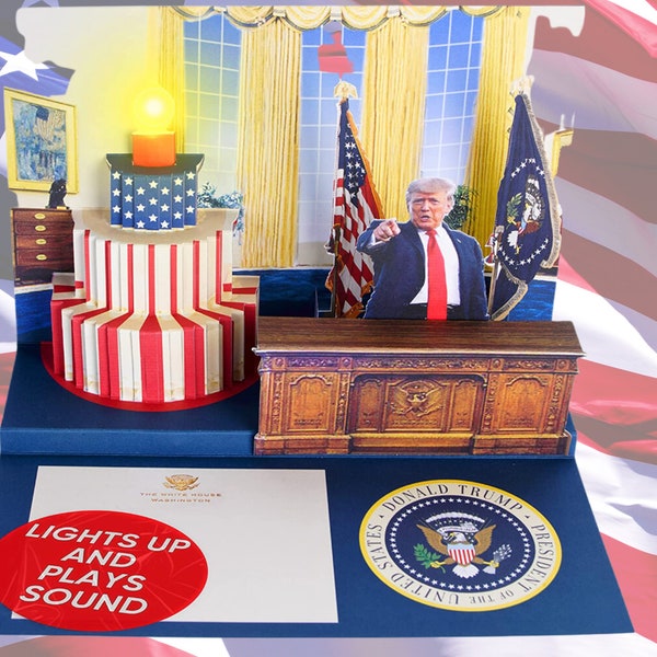 Trump-Inspired Pop Up Birthday Card: Light, Sound & Trump's REAL Voice! Funny and Memorable Gift for All - Perfect for Mom, Dad, Husband!