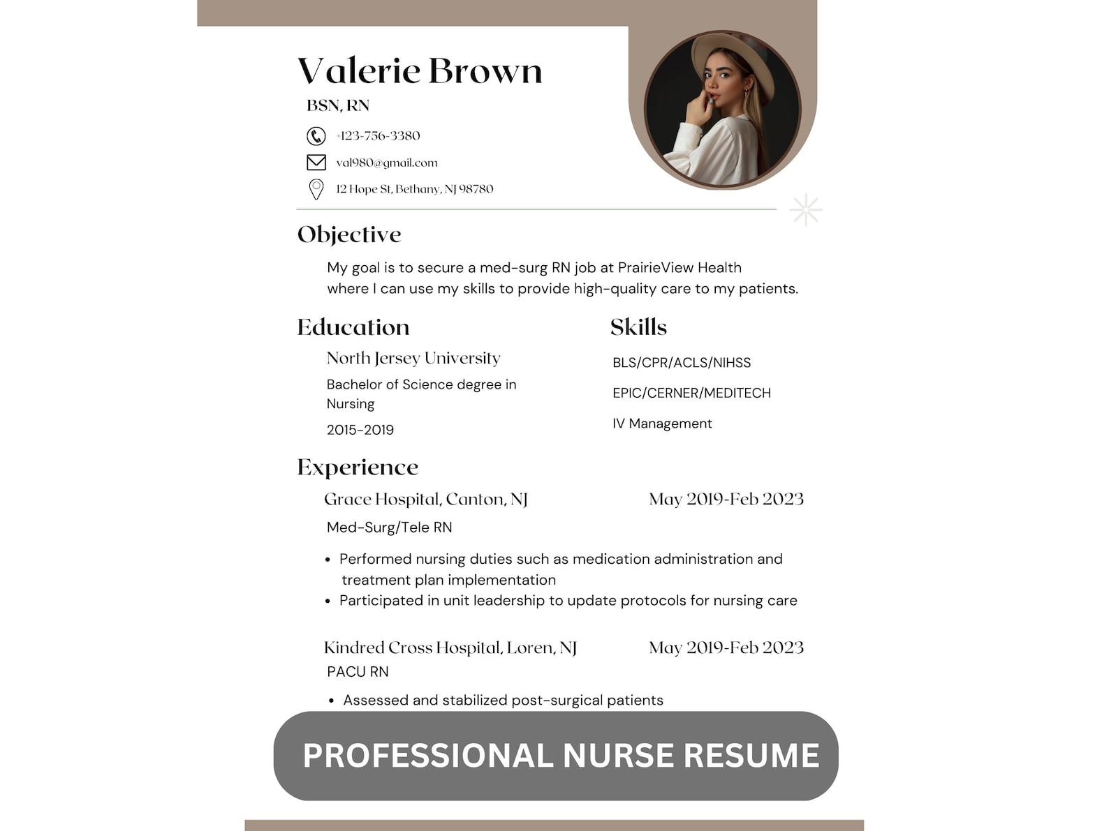 Professional Resume Template Editable RN Resume ICU Resume Etsy