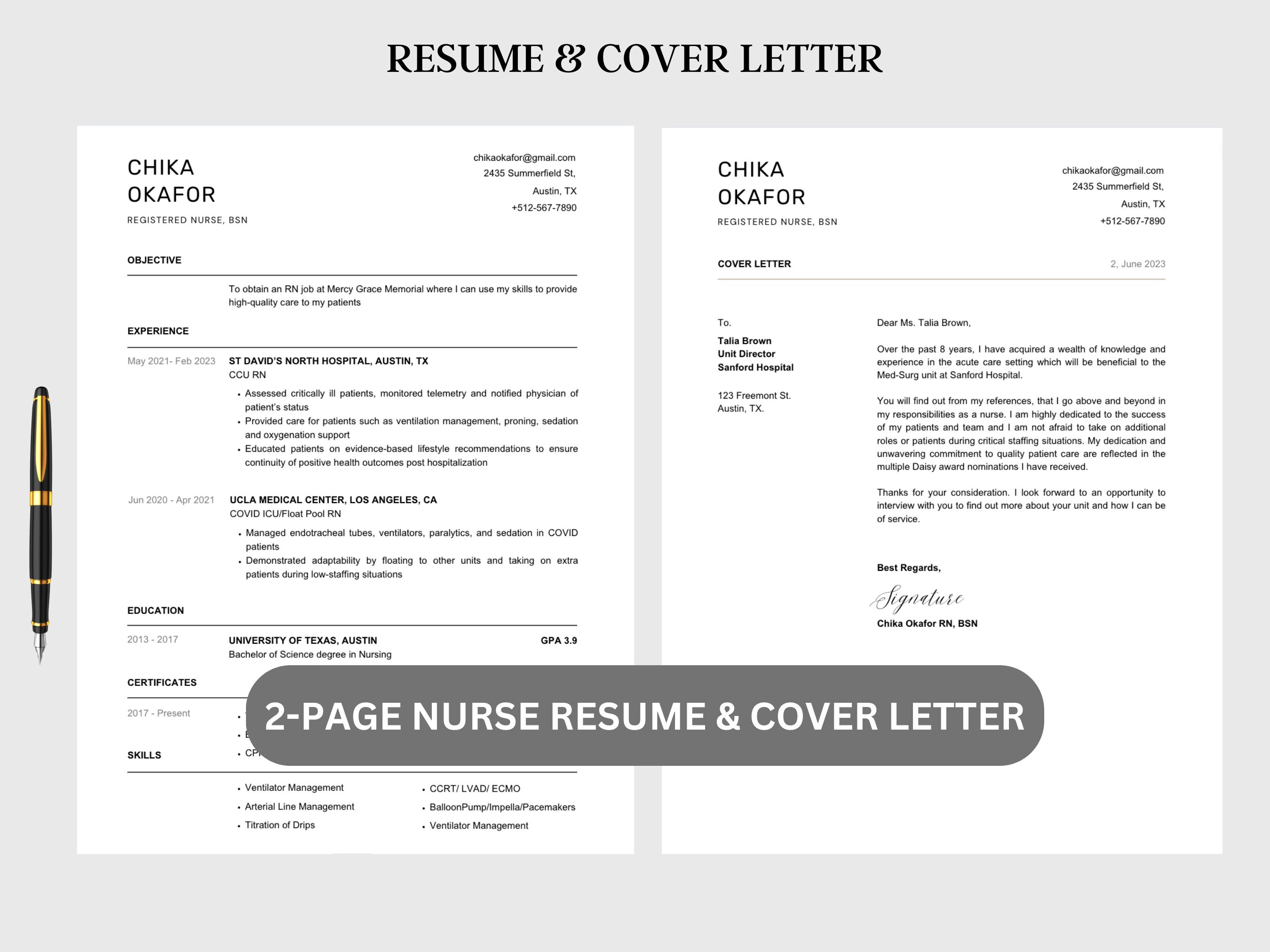 Simple Professional Resume & Cover Letter Template - Etsy