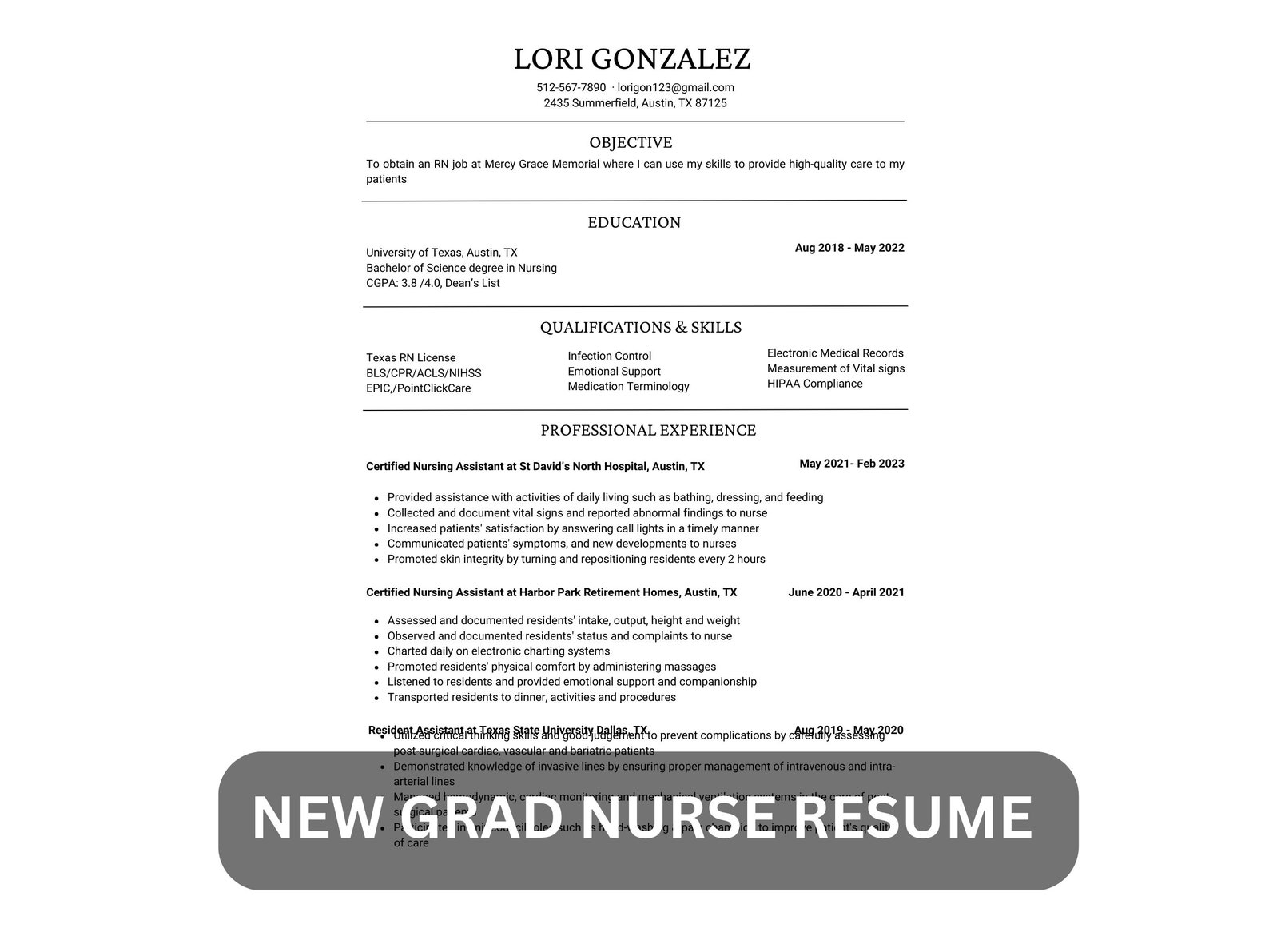 New Grad RN Resume Template Editable RN Resume ICU Resume Etsy