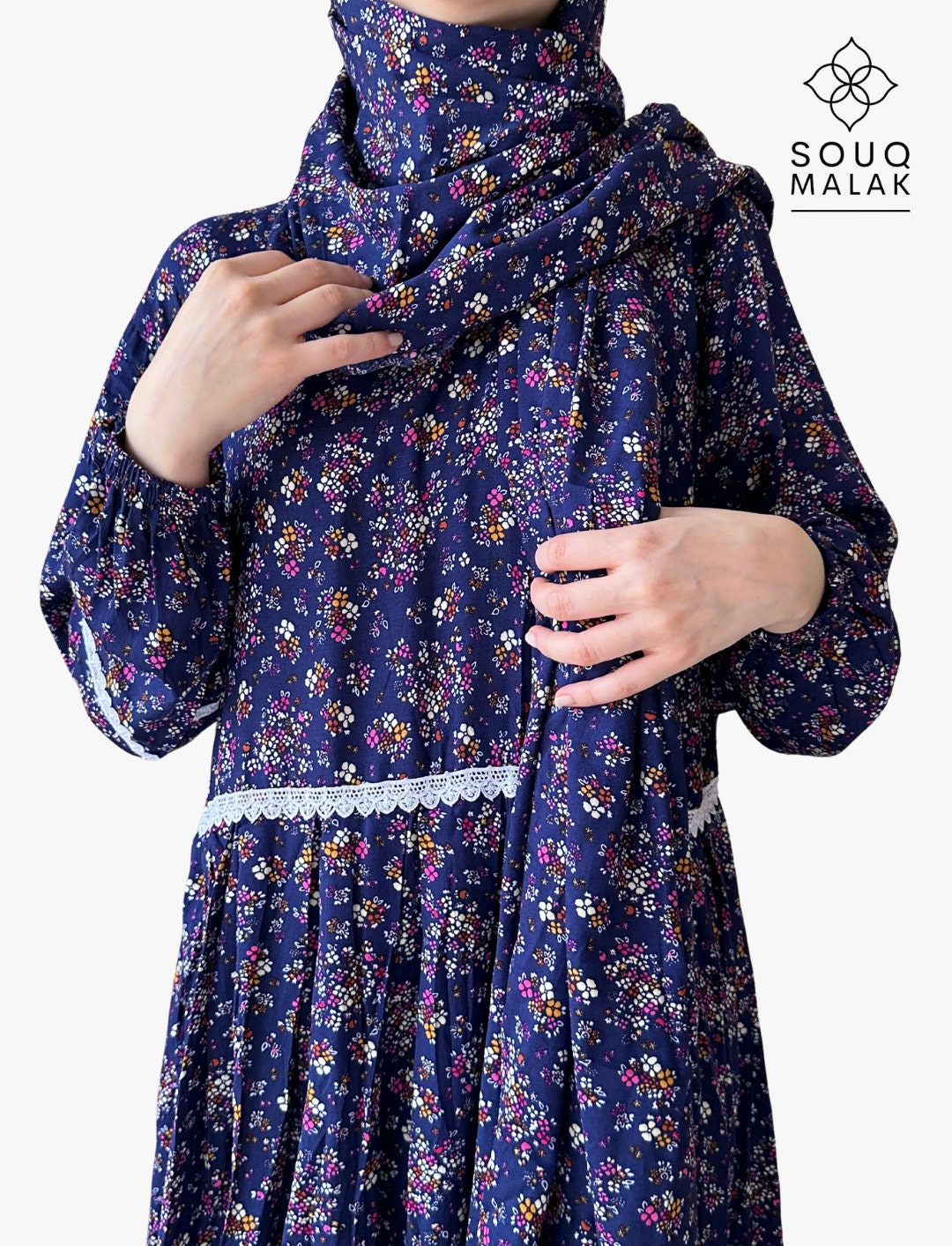 ワンサイズ 2ピース 女性用 イスラム教徒の祈りのドレス - ヒジャブ付き長袖イスラムトーブ ثوب صلاة。カラフルなラマダンの祈りの衣服 - Sawb Salah