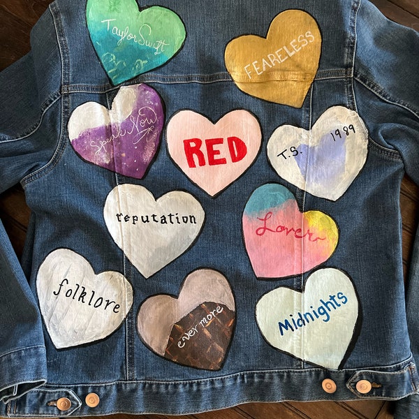 Taylor era’s inspired hand painted jean jacket