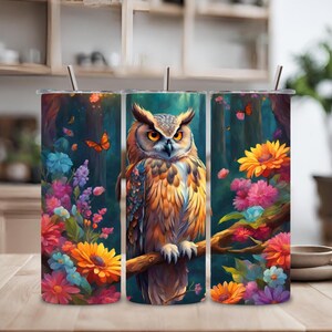 Motif floral hibou pour gobelet 20 oz - Aucun produit physique à télécharger uniquement - Idées de conception