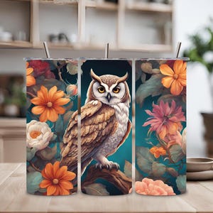 Motif floral hibou pour gobelet 20 oz - Aucun produit physique à télécharger uniquement - Idées de conception