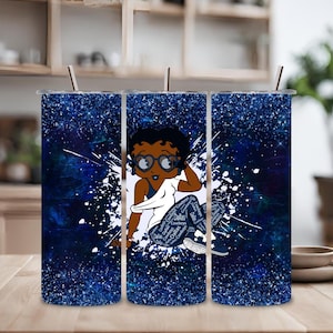 Design de embalagem para copo Dallas Football Cowgirl Afro American Betty 20 oz - Nenhum produto físico Somente download - Ideias de design para mulheres