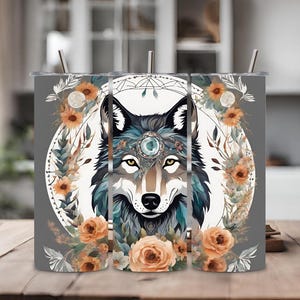 Loup avec motif tzigane pour gobelet 20 oz - Aucun produit physique à télécharger uniquement - Idées de conception