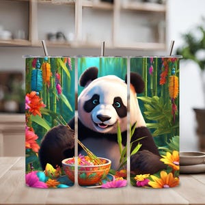 Ontwerp met panda-bloemmotief20 oz bekerverpakkingsontwerp (geen fysiek product alleen downloaden) ontwerpideeën