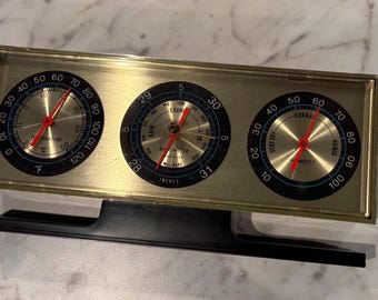 MCM Weather Temperature Barometer Humidity Home by Springfield Instrument Company Mid Century Modern Office Science School