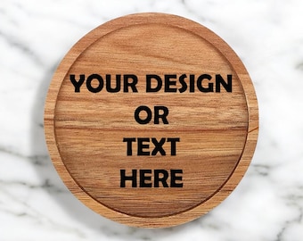Custom Engraved Wooden Coaster, Personalized Design, Housewarming Gift