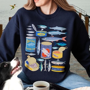 Tinned Sardines Retro Style Sweatshirt, Vintage Sardine Sweater, Fisherman Aesthetic-Tin Fish Shirt,Trendy Sardine Gift,Ocean Inspired Style