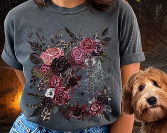 Goth Cottagecore Floral Gothic Shirt,Whimsigoth Halloween Comfort Colors® Shirt,Goblincore Gift Her, Pastel Goth Girl t Shirt,Witchy Clothes