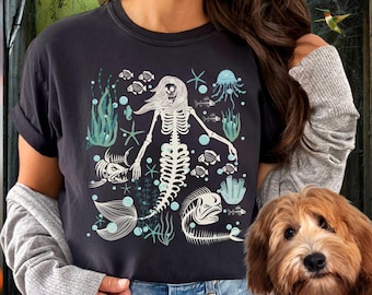 Mermaid Skeleton Comfort Colors®Shirt ,Mermaid halloween partyshirt,Sea Witch Ocean Lovers Tee,Mermaid Core Underwater Animals Gift For Her