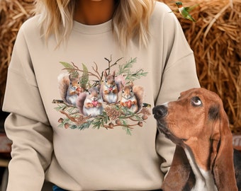 Cottage Core Cottage Aesthetic Squirrel Sweatshirt,Cottagecore Sweat Shirts,Oversized Sweatshirt,Nature Lover Gift,Nature Top,Squirrel Lover