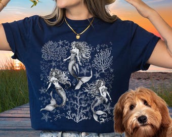 Fairycore Mermaids Shirt,Whimsical Mermaidcore Clothing,Mermaid Shirt-Ocean Inspired Style,Fantasy Sea Goddess-Fisherman Aesthetic-Sea Siren