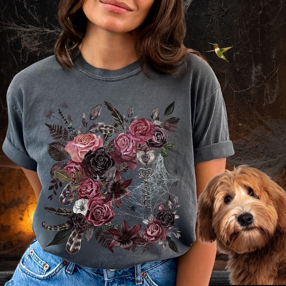 Goth Cottagecore Floral Gothic Shirt,Whimsigoth Halloween Comfort Colors® Shirt,Goblincore Gift Her, Pastel Goth Girl t Shirt,Witchy Clothes