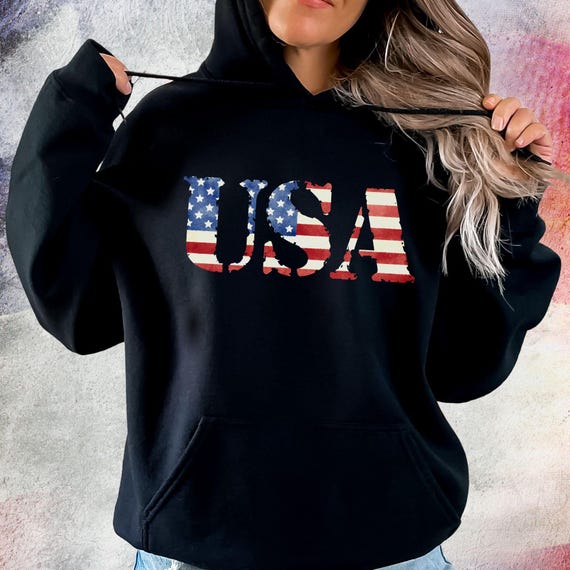 USA Flag Hoodie,Retro USA Sweatshirt,America Stars and Stripes Shirt,4th of July Sweater,Vintage Style Patriotic Apparel, Cozy Hoodie Women