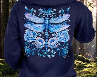 Blue Wildflower Hoodie Flower Hoodie Cute Womens Hoodie Oversized Hoodie Baby Blue Hoodie Dragonfly Hoodie Granola Girl Aesthetic Hoodies