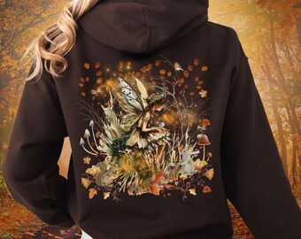 Fairy Hoodie,Cottagecore-Fairycore Sweatshirt Hooded,Fairy Core-Garden Lover Gift,Magical Forest Cozy Top,Dark Academia Nature Lover Gift