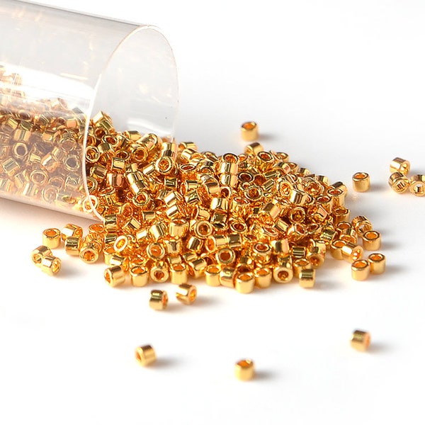 Miyuki Delica 11/0 DB31 24Kt Gold Plated,Miyuki Beads, Delica Beads, Embroidery beads, glass beads, Japanese seed beads- 5 Gram