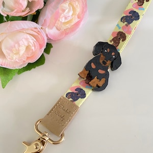 Albert the Dachshund Acrylic Fabric Lanyard Brooch/Dog Brooch/Dog Lover/Dachshund Lover