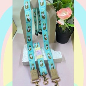 Bean the Cute Cat Deluxe Fabric Lanyard/Teacher Lanyard/Cat Lanyard/Deluxe Fabric Lanyard/Breakaway Clasp/Lanyard/Soft fabric strap lanyard