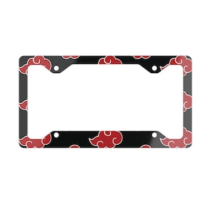 Ninja Red Cloud Logo Metal License Plate Frame, Anime Gift