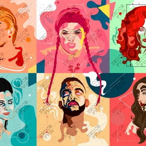 Retrato Abstracto CONJUNTO (2x2, 2x3) Pop Art - Abstract - Minimalism by Zkoorpyon