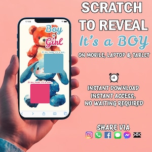 È un maschio Gender Reveal Scratch Card, Gratta e Vinci digitale maschio o femmina, Annuncio del sesso, Avere un maschio, Ecologico / Social Media