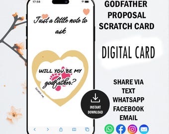 Will You Be My Godfather Digital Scratch Card, Digital Godfather Proposal Scratch Card, Will You Be My Godfather Ecard, Text, Social Media
